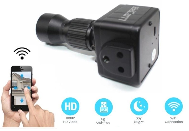 Mini câmera WiFi para celular com resolução FULL HD e zoom óptico de 20x ZOOM