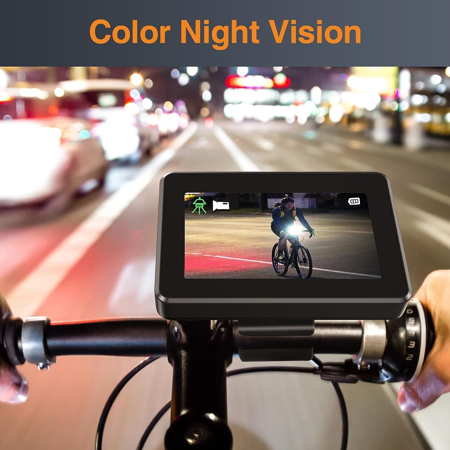câmera traseira de bicicleta com visão noturna com conjunto de monitor