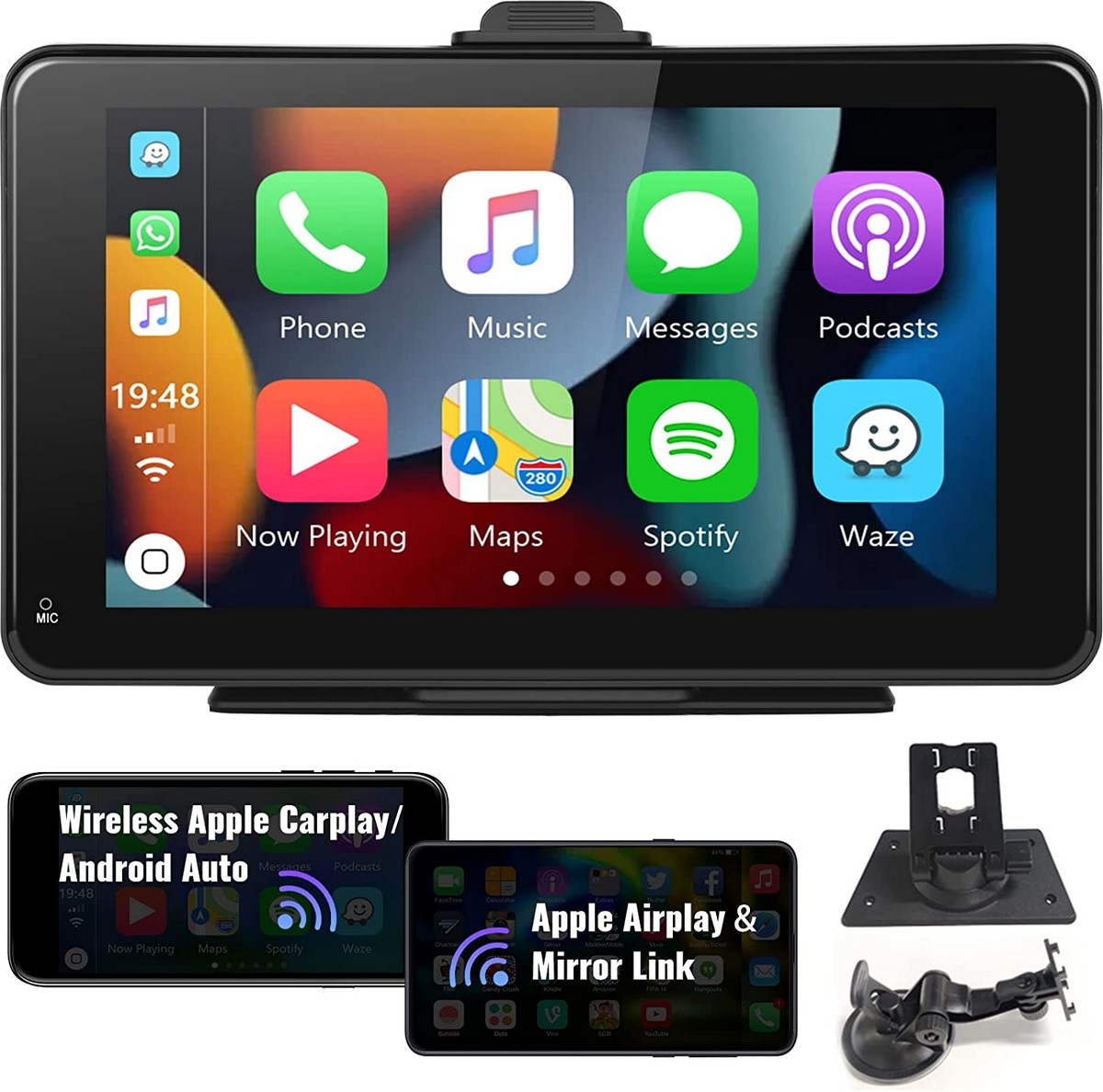 monitor de carro com aplicativos para compartilhar a imagem de um celular com uma câmera