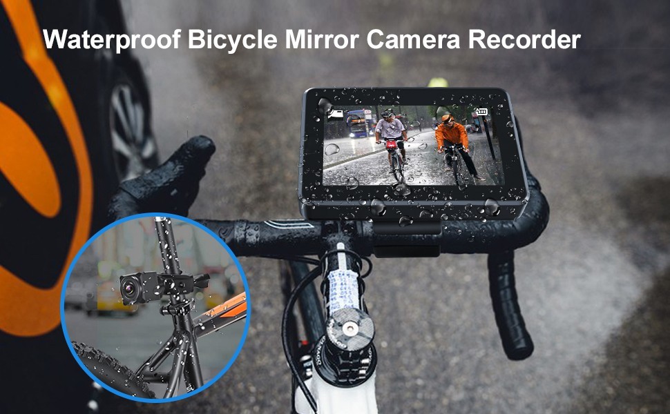 câmera de bicicleta ip68 à prova d'água com kit de monitor