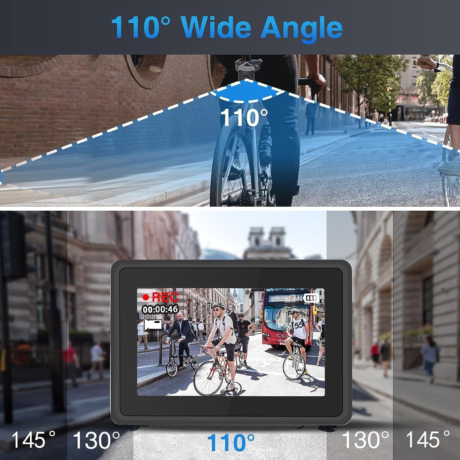 conjunto de câmeras de bicicleta - ângulo de visão de 110 graus