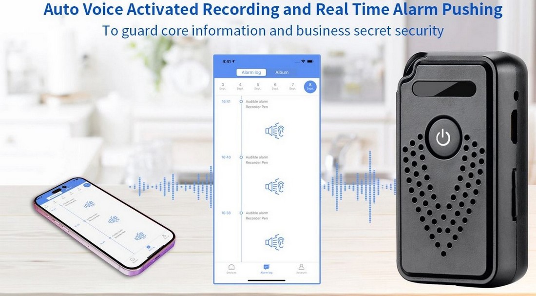 Gravador de voz de áudio com aplicativo WIFI controlado pelo seu celular