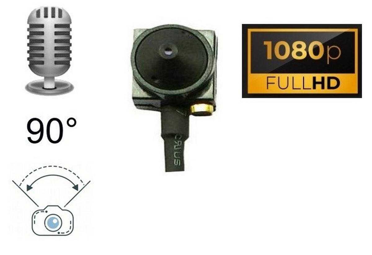 Câmera pinhole FULL HD Ângulo de 90° câmera em miniatura para gravação de áudio