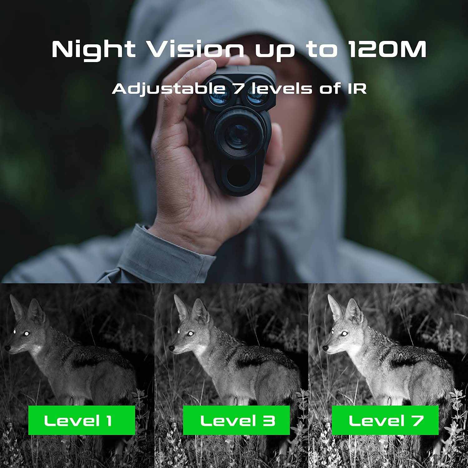 Monocular com visão noturna de até 120m à noite + telêmetro ZOOM 6x