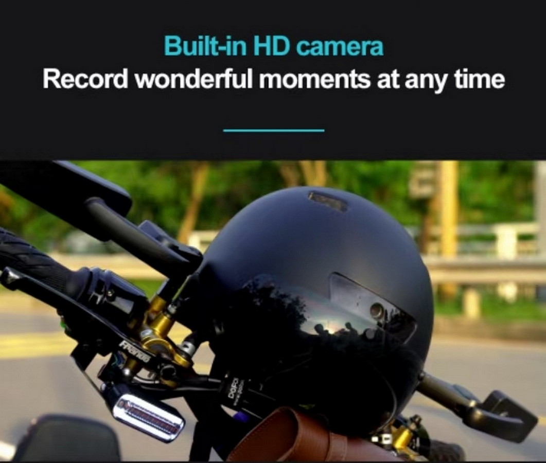 câmera embutida em um capacete de bicicleta com gravação