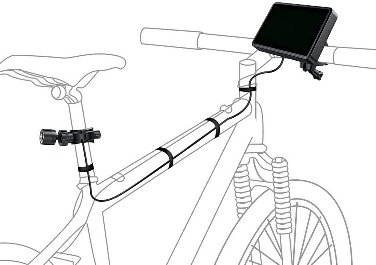 câmeras de bicicleta e montagem de monitor