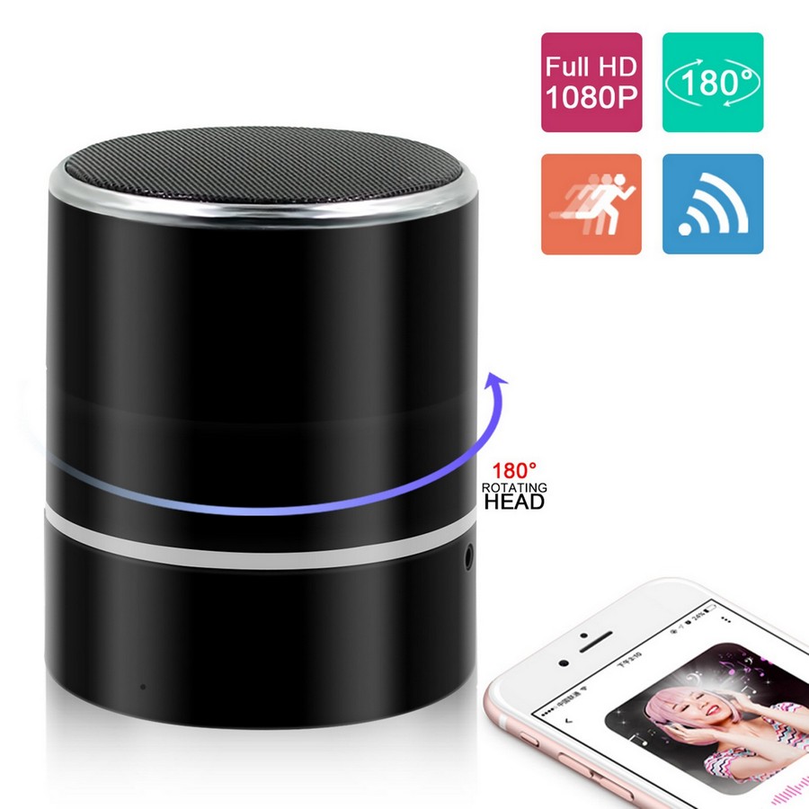 Alto-falante Bluetooth com câmera rotativa FULL HD Wifi P2P