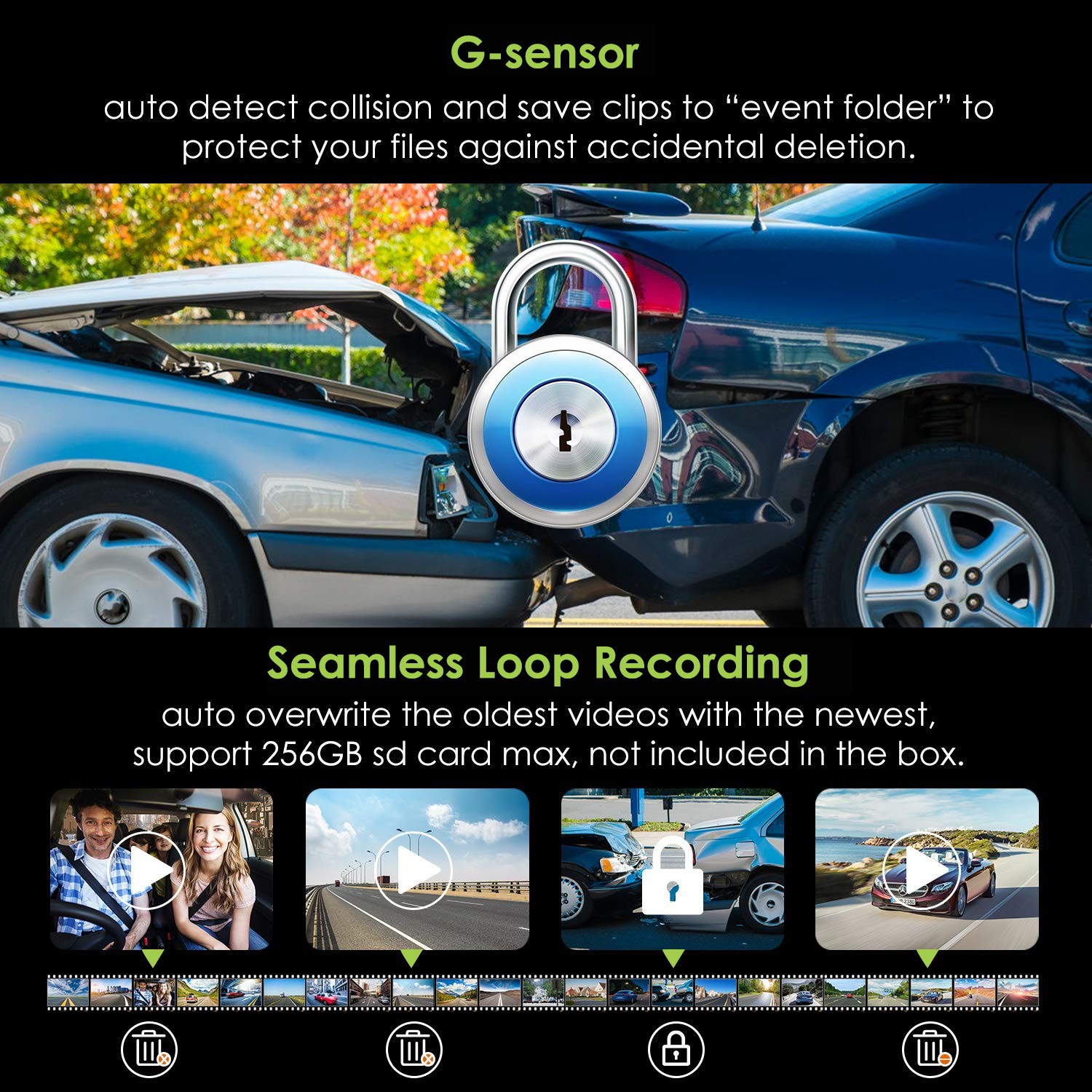 câmeras de carro g sensor profio x6