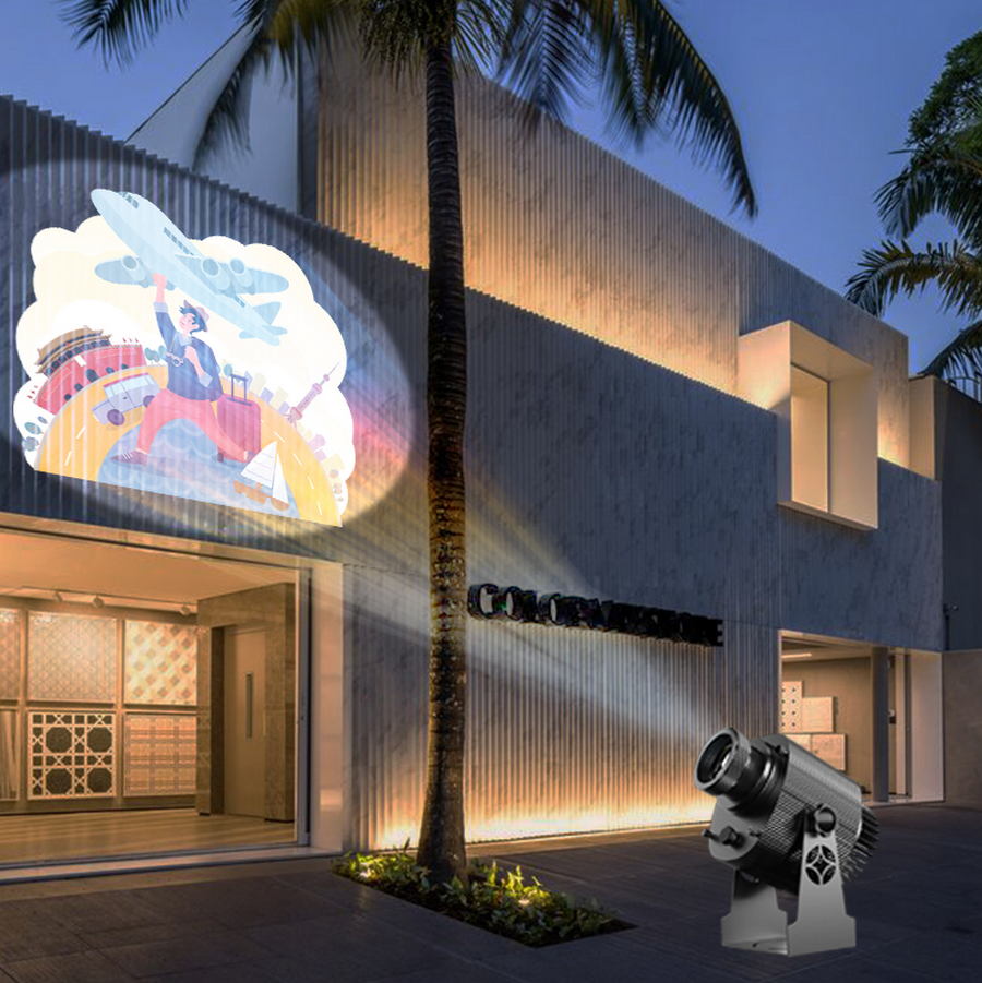 Projeção do logotipo GOBO em exterior ou interior