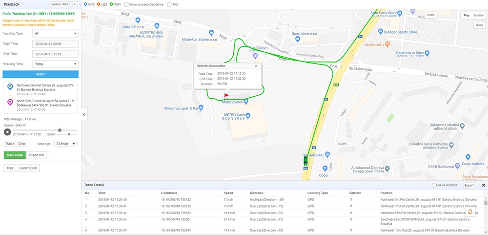 câmera profio no veículo de monitoramento ao vivo do carro via gps