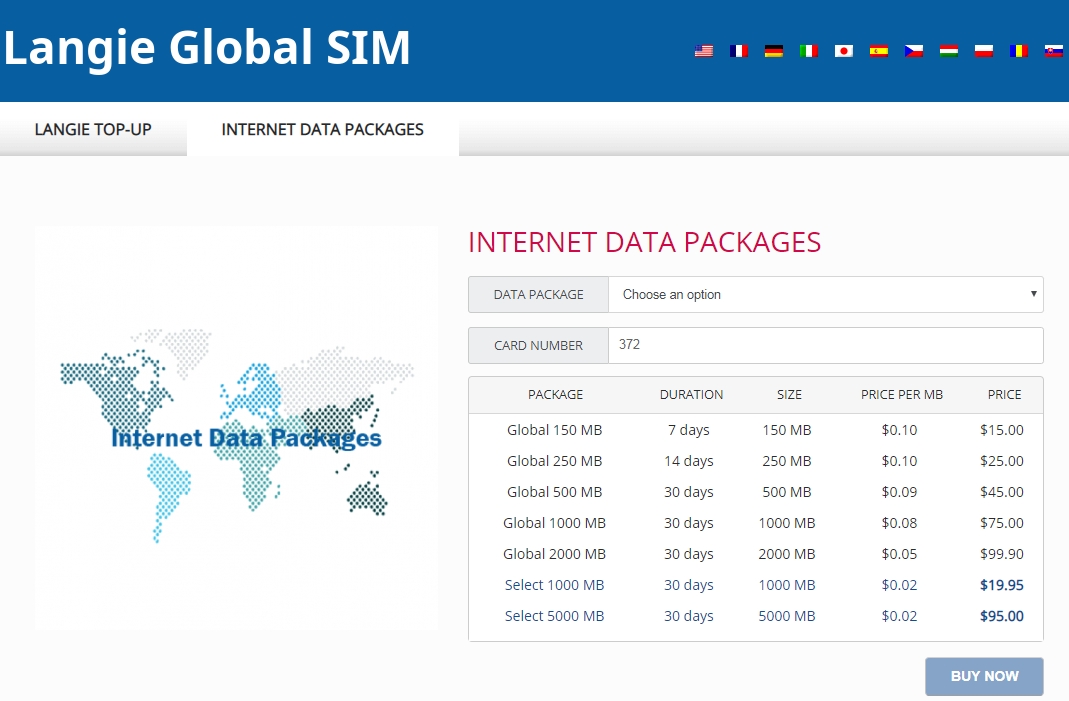 Pacotes de dados da Internet do cartão SIM 3G da Langie Global