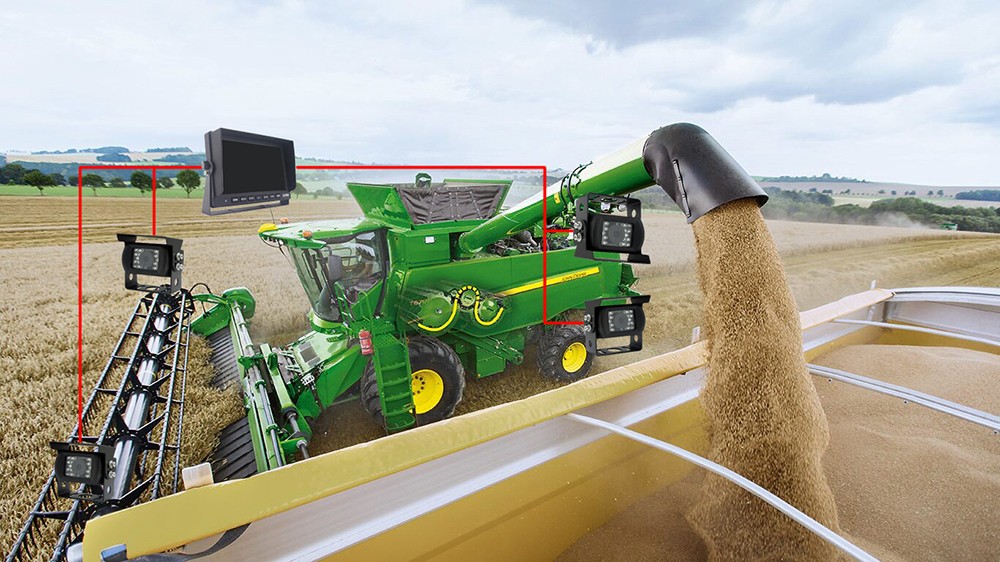 conjunto de estacionamento monitor com câmera para máquinas agrícolas