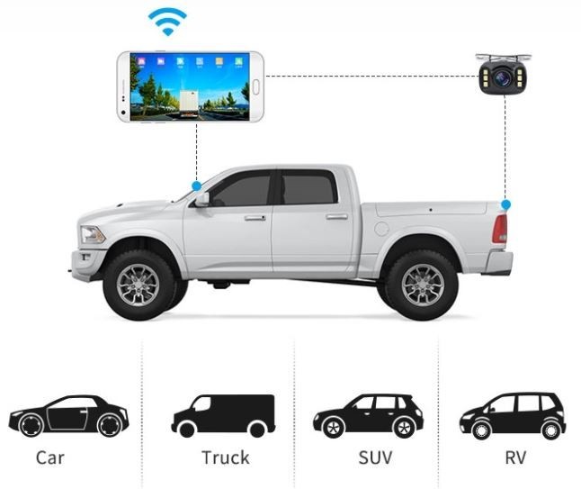 câmera de carro wi-fi de estacionamento universal via telefone celular