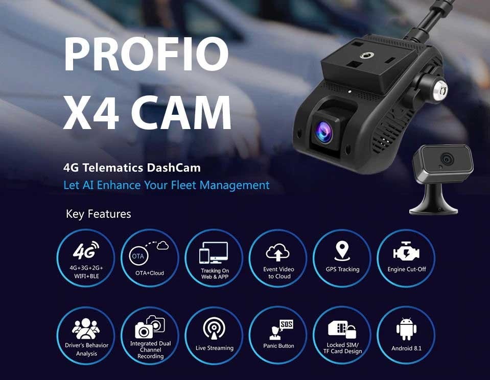 sistema de câmera de carro em nuvem dupla profio x4 com gps