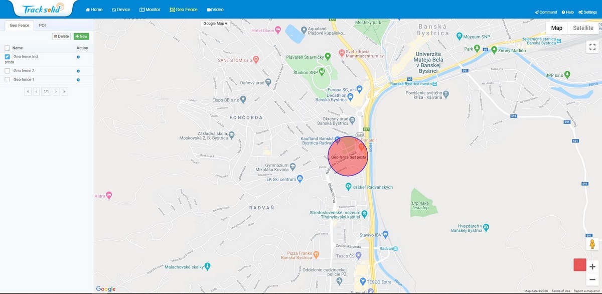 tracksolid - função geofence