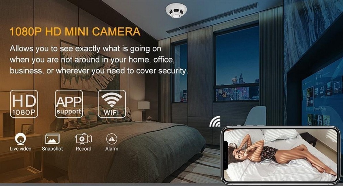 câmera hd escondida no detector de fumaça