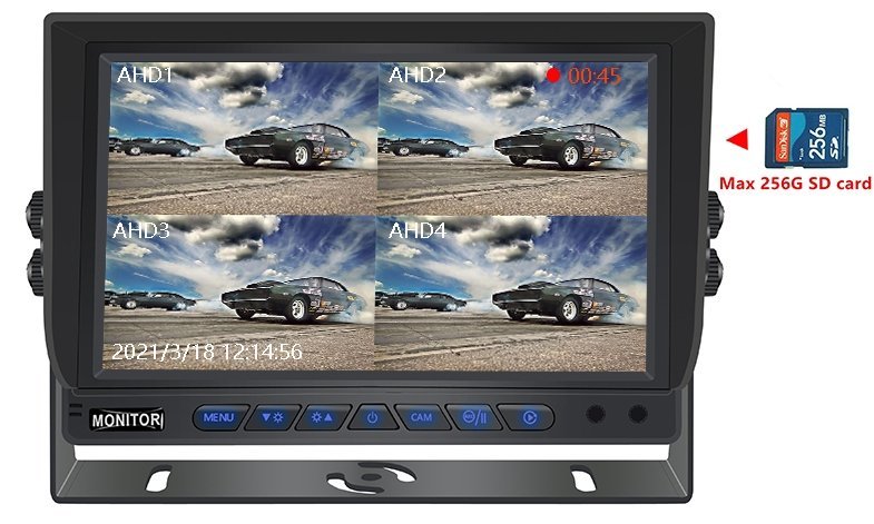 Máquina de monitor de carro híbrido 7 polegadas com suporte para cartão SD 256 GB