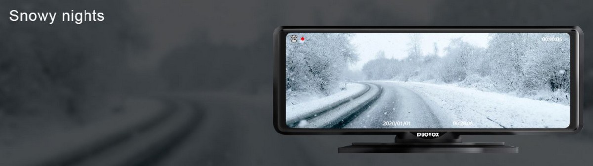 duovox v9 melhor câmera de carro - queda de neve