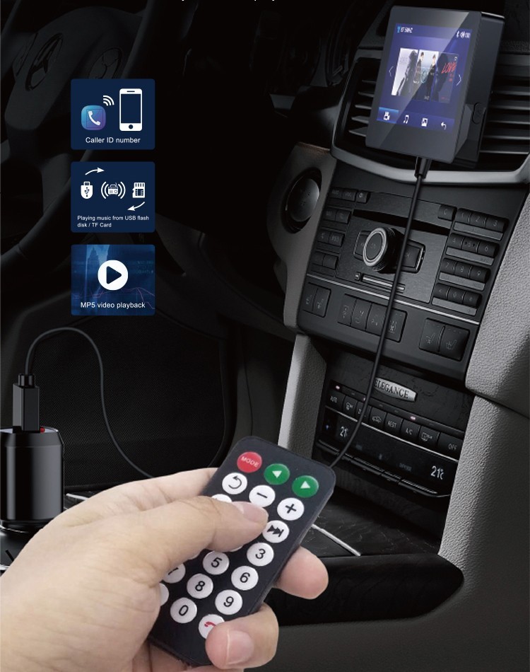 monitor de carro com transmissor de fm viva-voz e vídeo